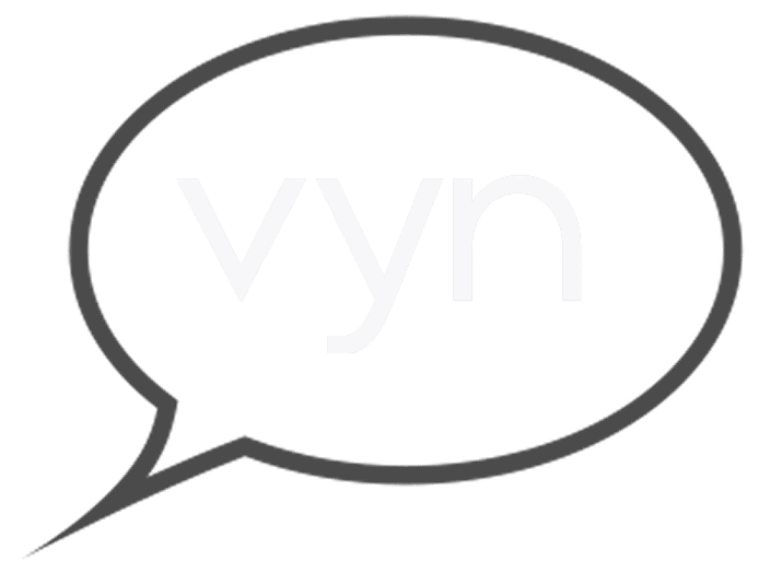 A blank, black-outlined speech bubble with a pointed tail on the lower left, set against a plain white background.